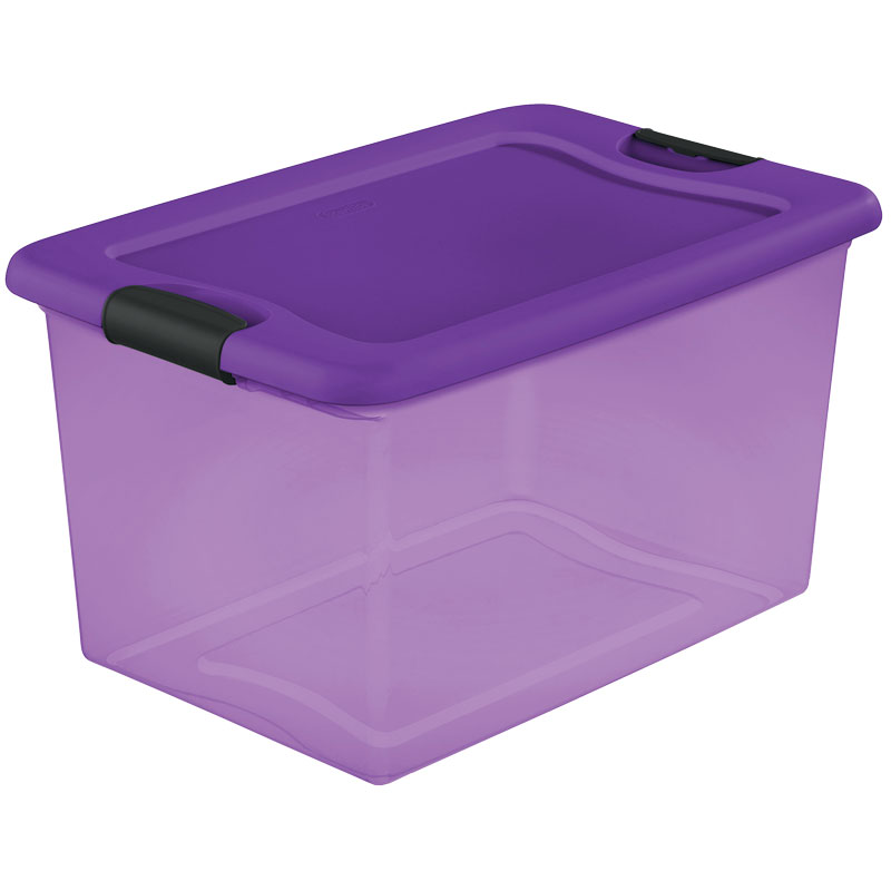 Clear Latch Tote-Purple, 64 Qt.